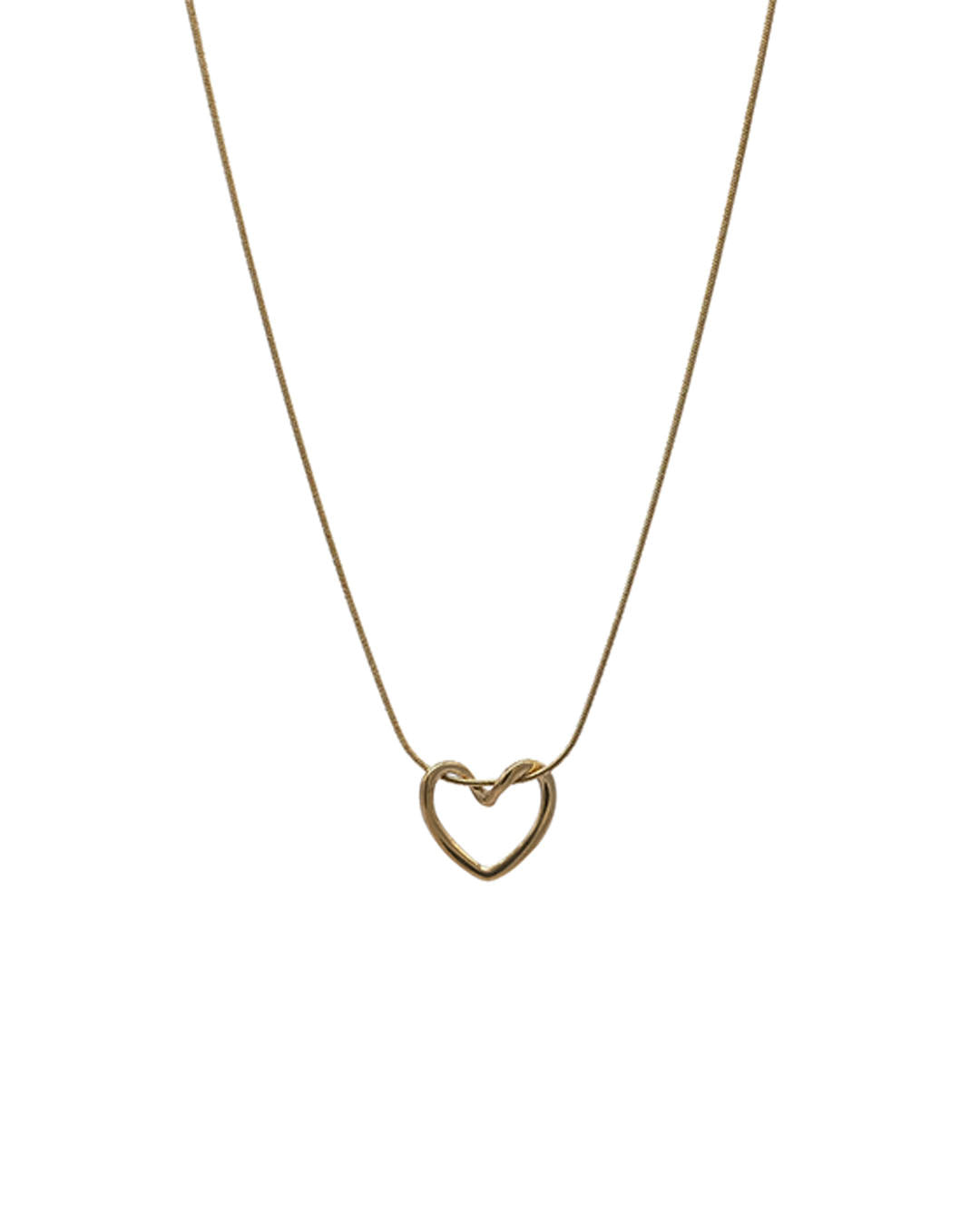 Gold Renk Yılan Zincirli Minimal Kalp Kolye