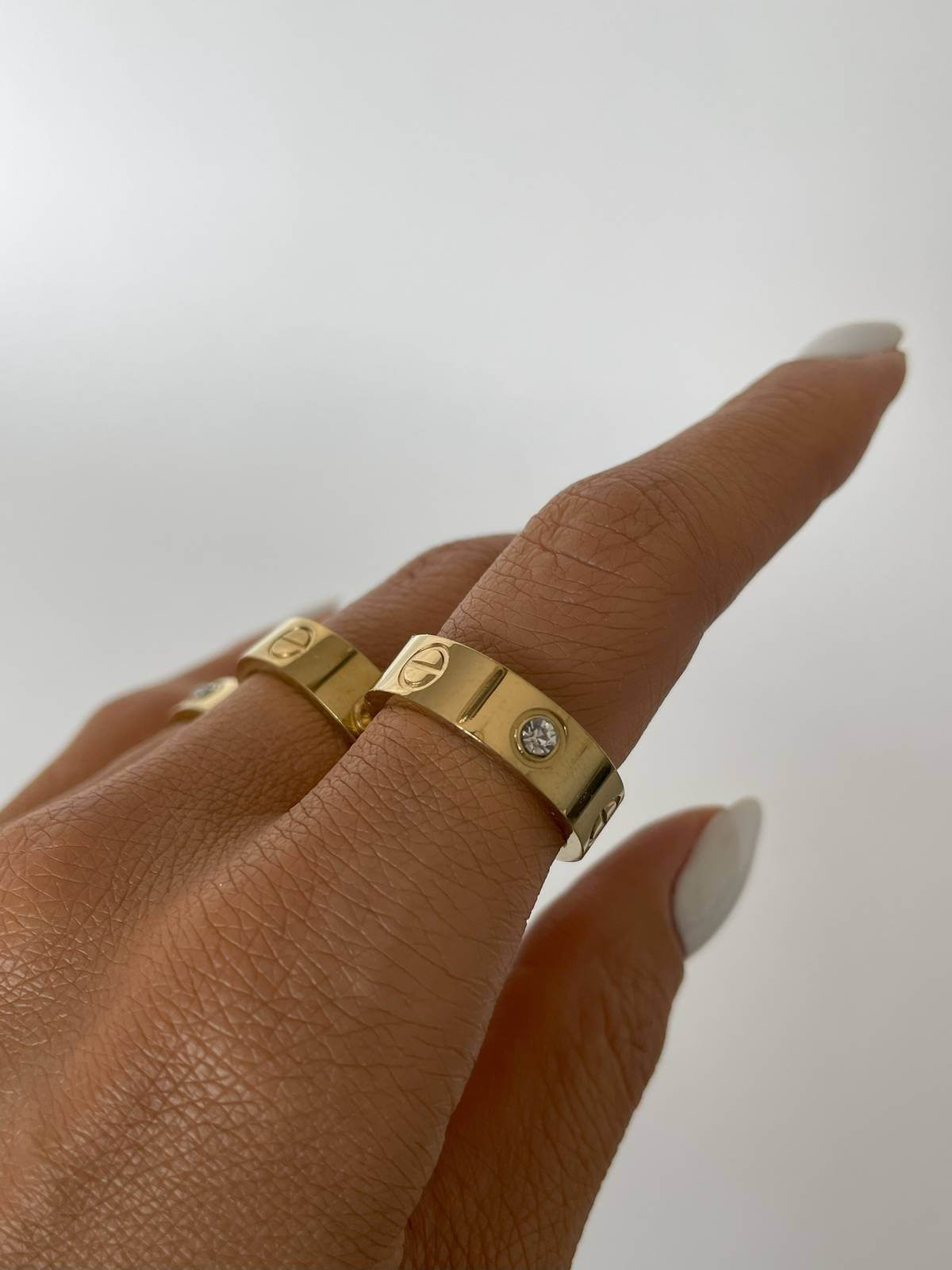 Zirkon Taş Detaylı "Love" Tasarım Gold Yüzük